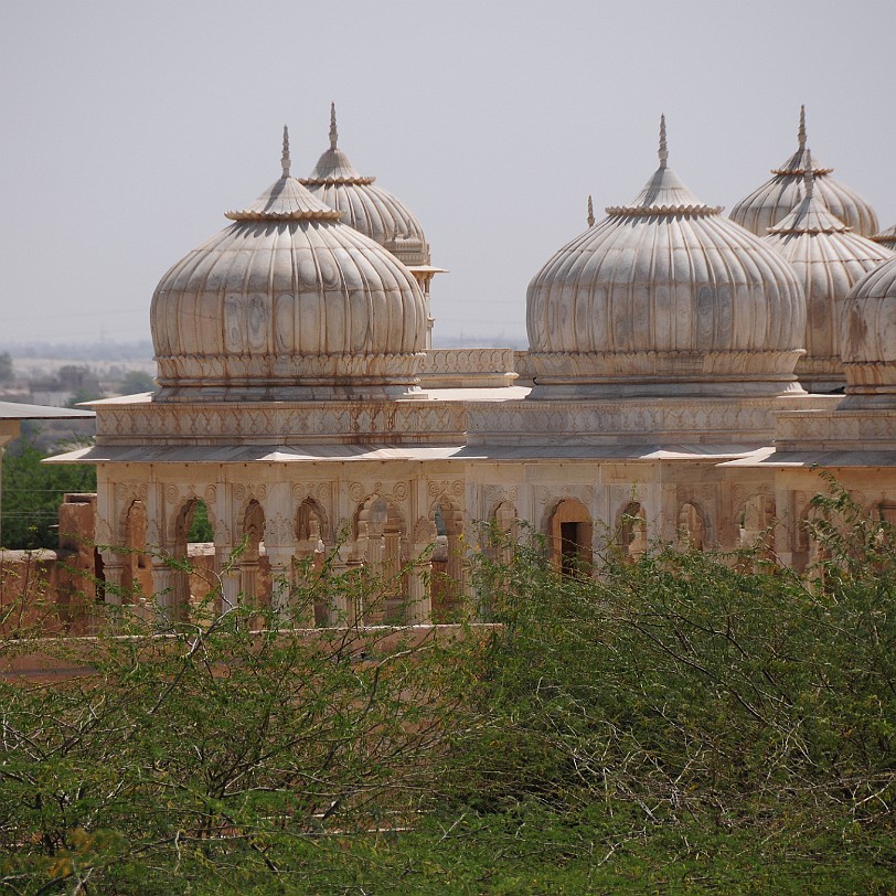 DSC_1794 In der Nähe von Bikaner liegt der Bestattungsplatz der Herrscherfamilie von Bikaner. Die Kenotaphe der verstorbenen Familienmitglieder sind mit sehenswerten...