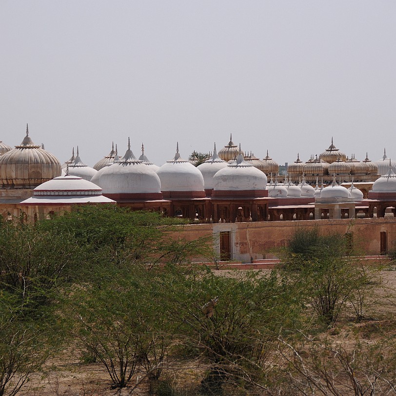 DSC_1790 In der Nähe von Bikaner liegt der Bestattungsplatz der Herrscherfamilie von Bikaner. Die Kenotaphe der verstorbenen Familienmitglieder sind mit sehenswerten...