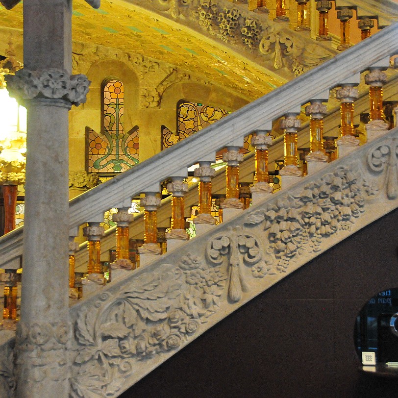 DSC_5988 Der Palau de la Música Catalana wurde 1971 zum Monumento Nacional erklärt. Aus diesem Anlass wurde eine gründliche Restaurierung durchgeführt. 1983 und 2004...