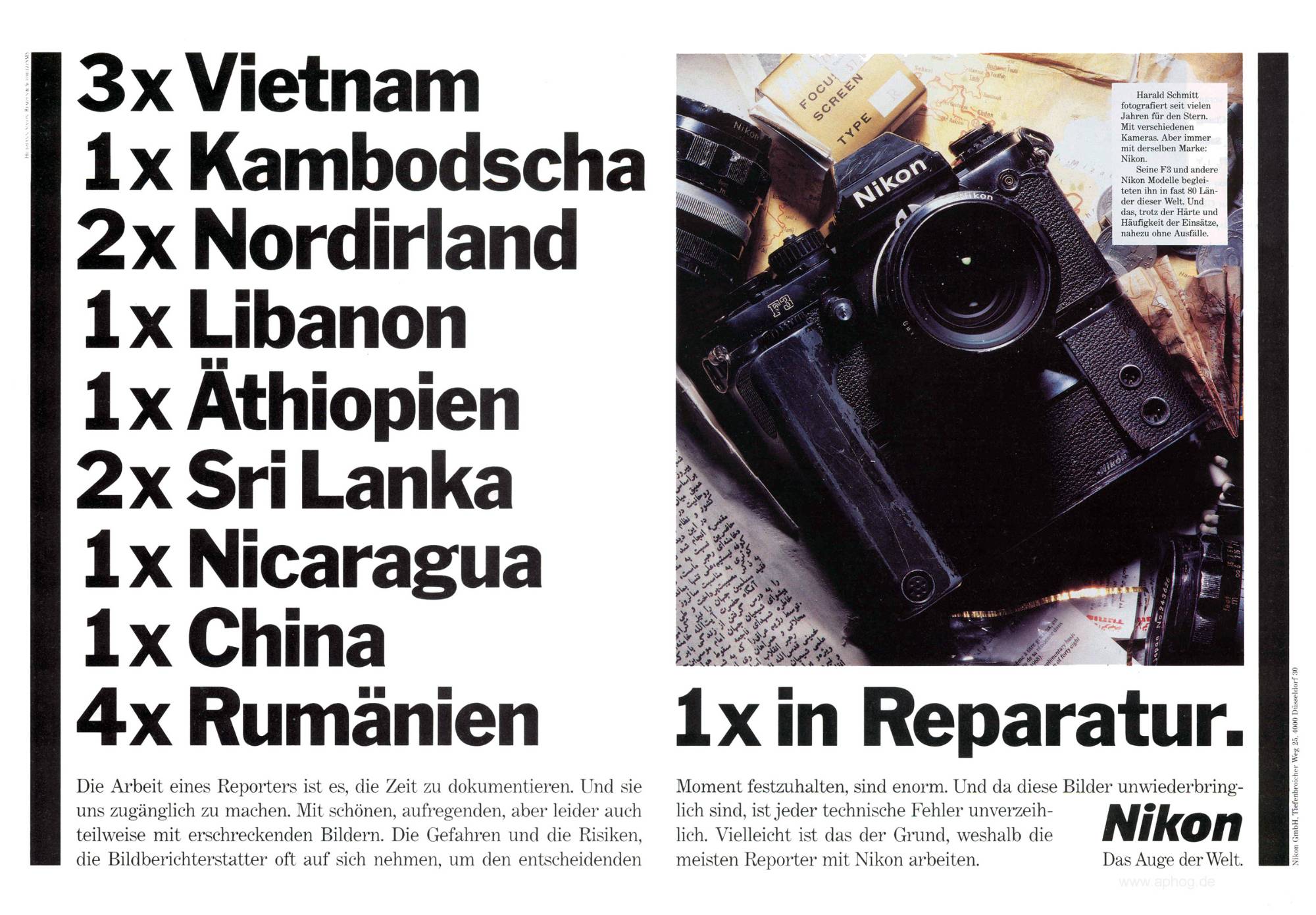 Anzeige Nikon F3 Vietnam 1x Reparatur